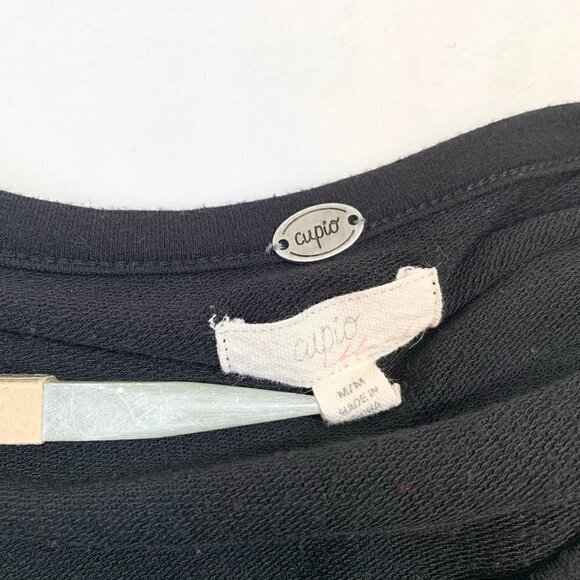 Cupio black stretch long sleeve long lines tunic pullover lightweight sweatshirt - Picture 5 of 8